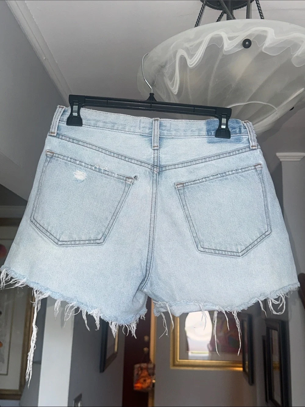 Abercrombie & Fitch Light Blue Distressed Jean Shorts Sz 4 with Bonus Crop Top M